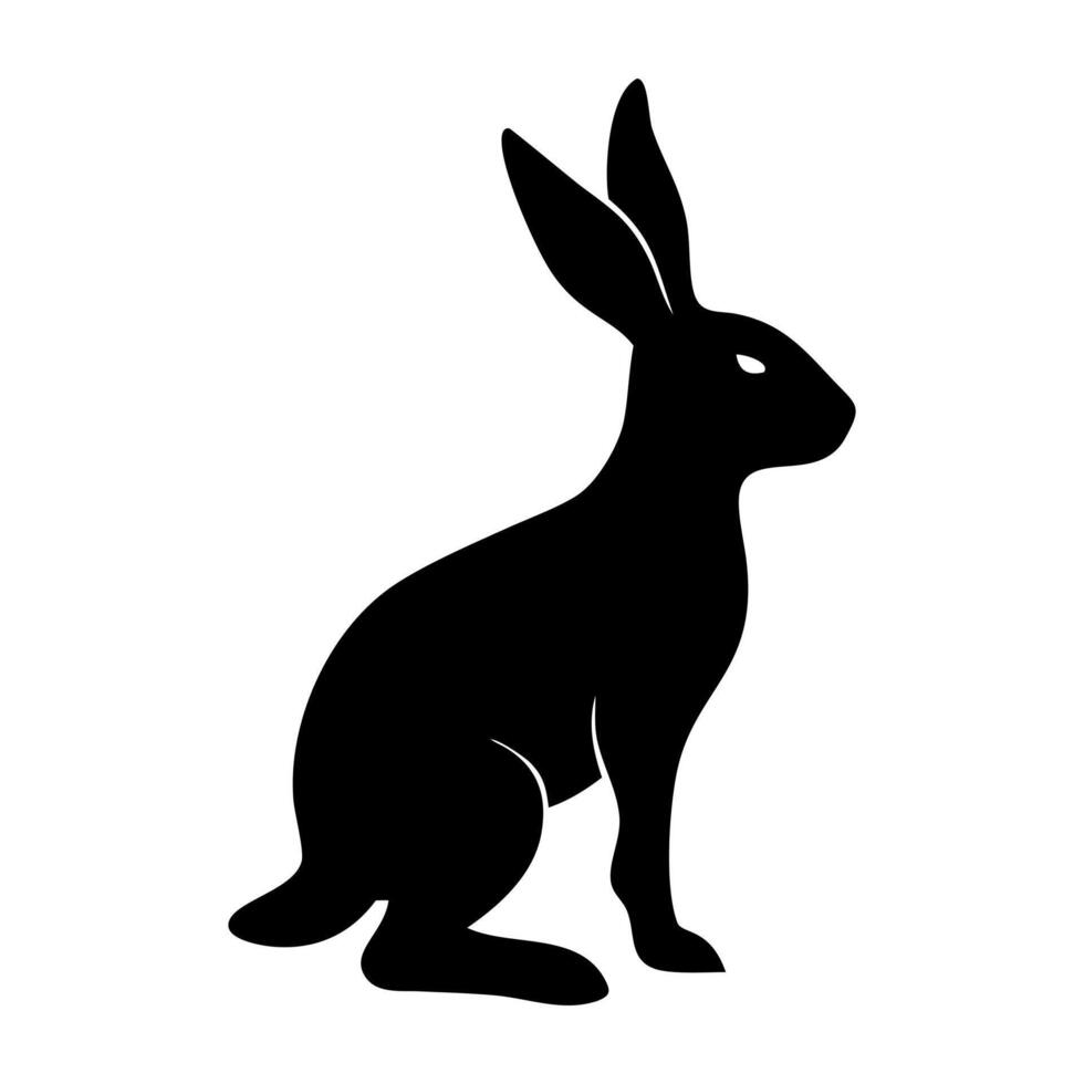 Cute Rabbit Silhouette in Black Illustration Style vector