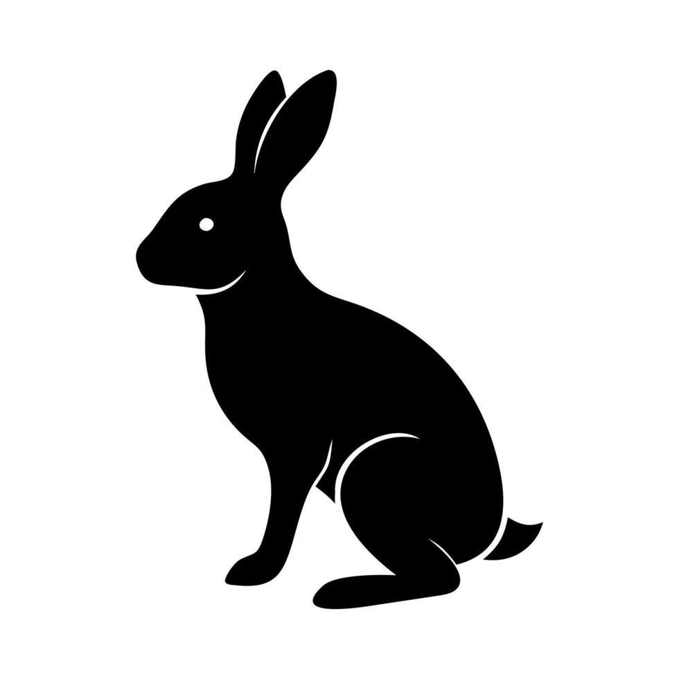 Playful Bunny Silhouette Black Rabbit Art vector