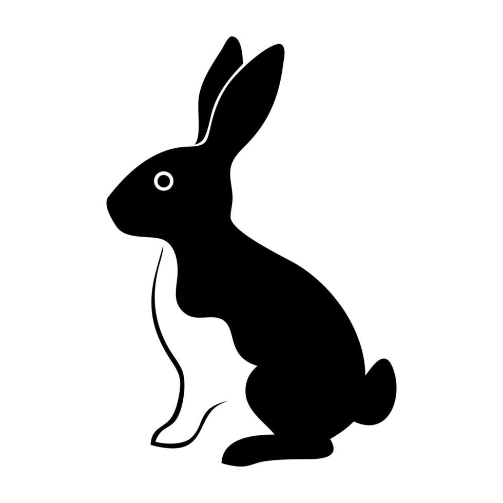 Minimalist Bunny Silhouette Black Rabbit in Form vector