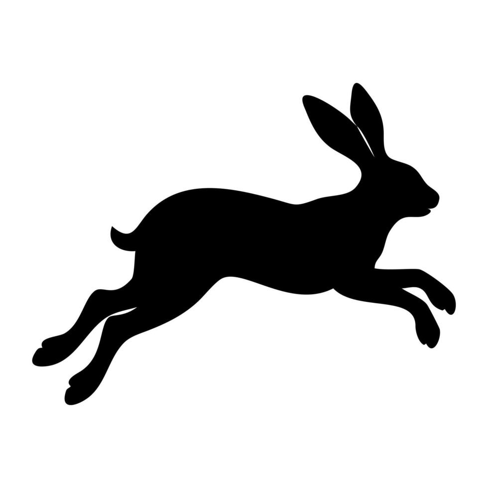 Playful Silhouette Black Bunny Rabbit in Art vector