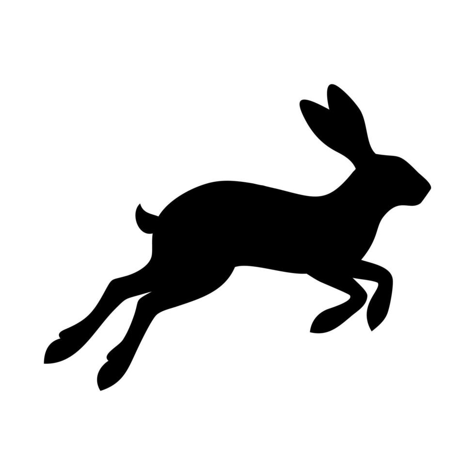 Lovely Rabbit Silhouette Black Art in Minimalist Style vector