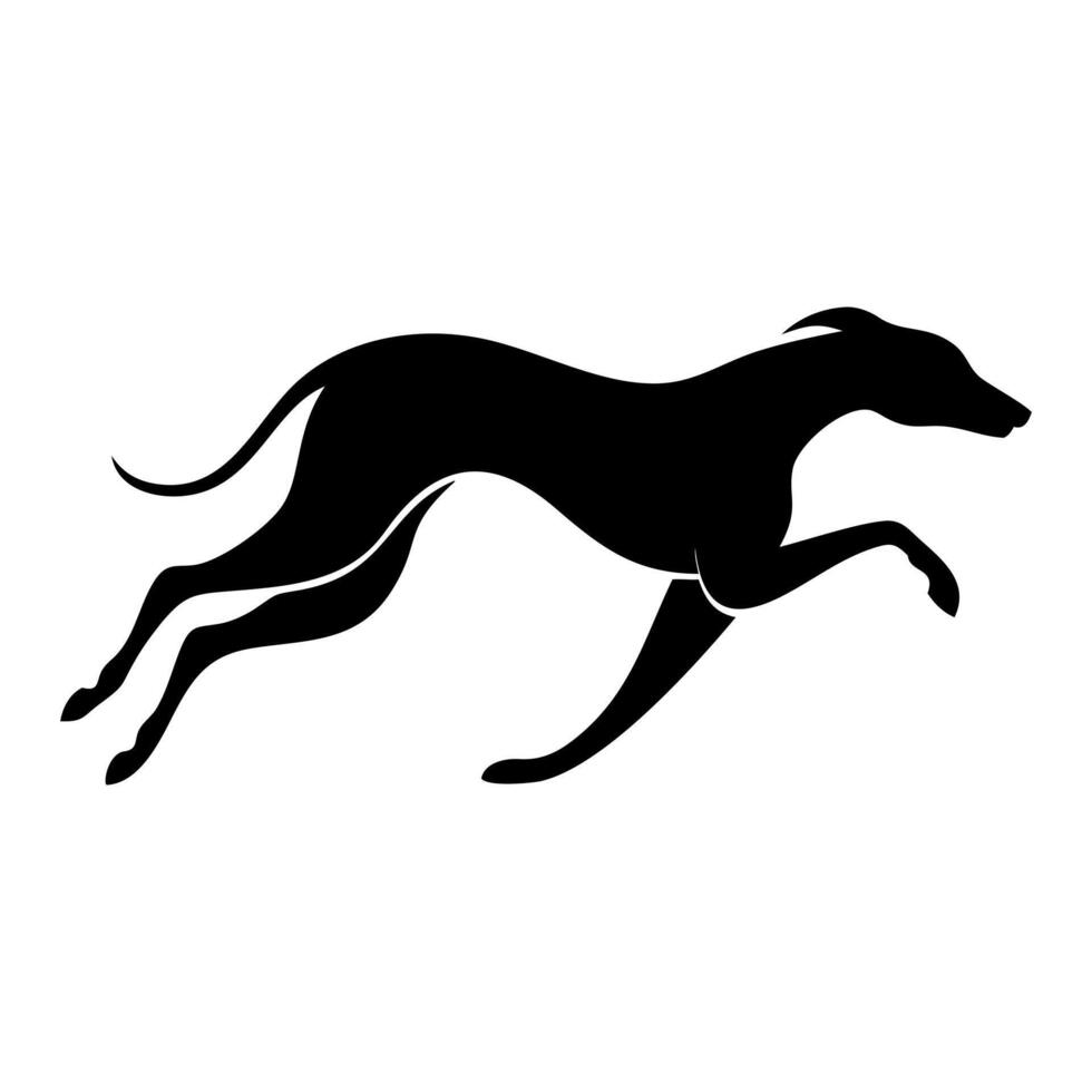 Dynamic Running Dog Silhouette Bold Black White Illustration vector