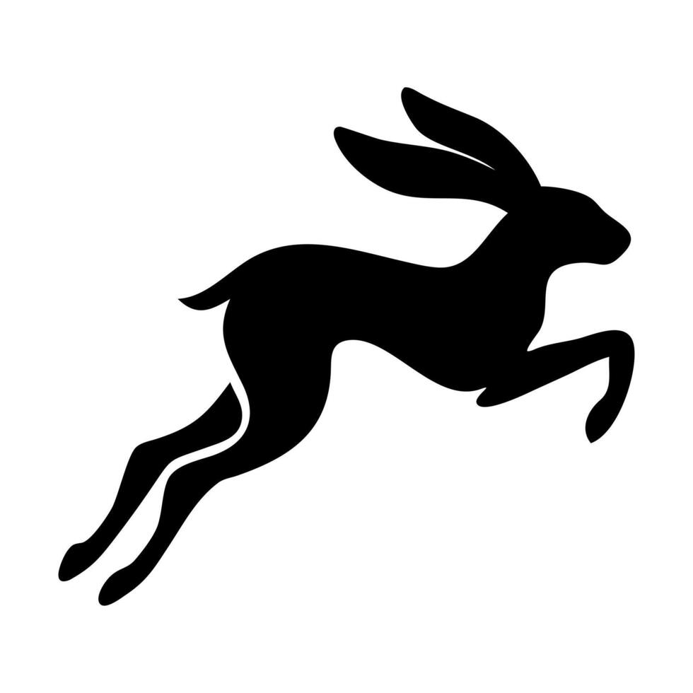 Black and Cute Rabbit Silhouette in Illustration vector