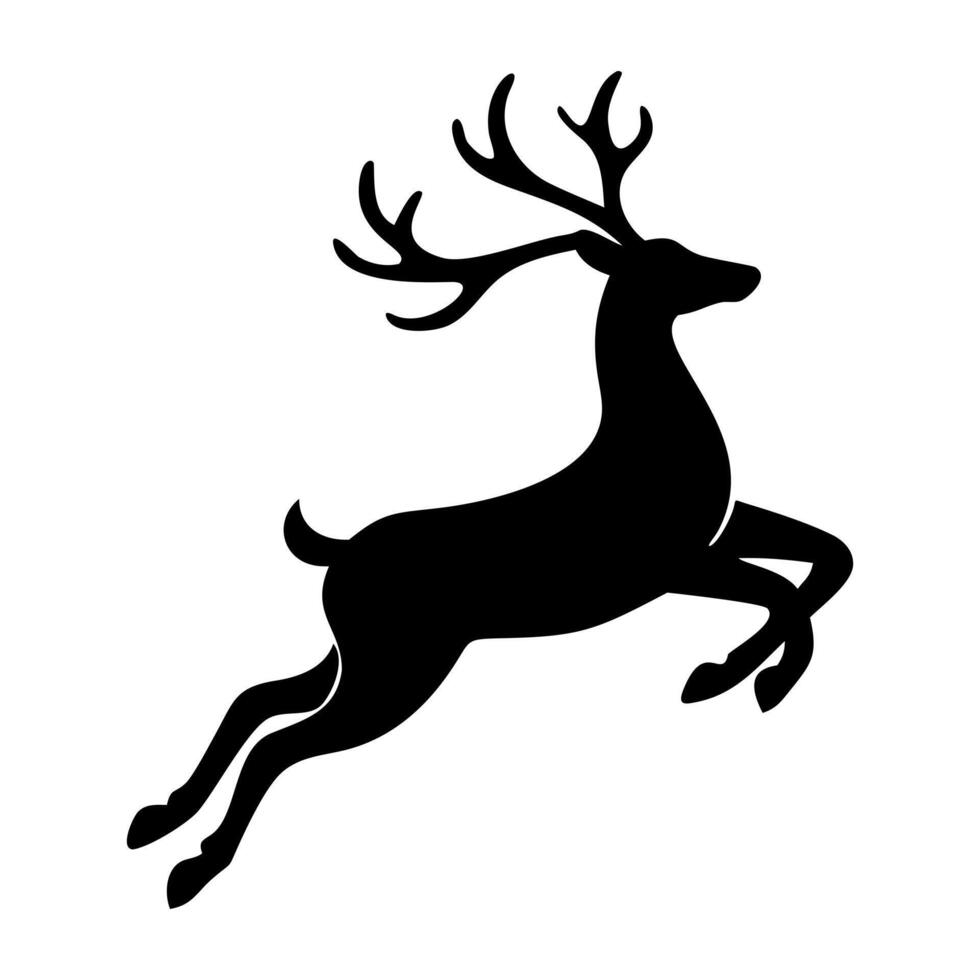 Deer silhouette illustration with antlers in black design vector
