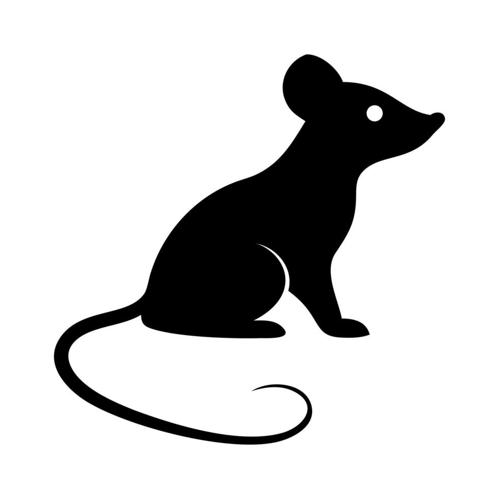 Playful Mouse Silhouette Simple Design vector