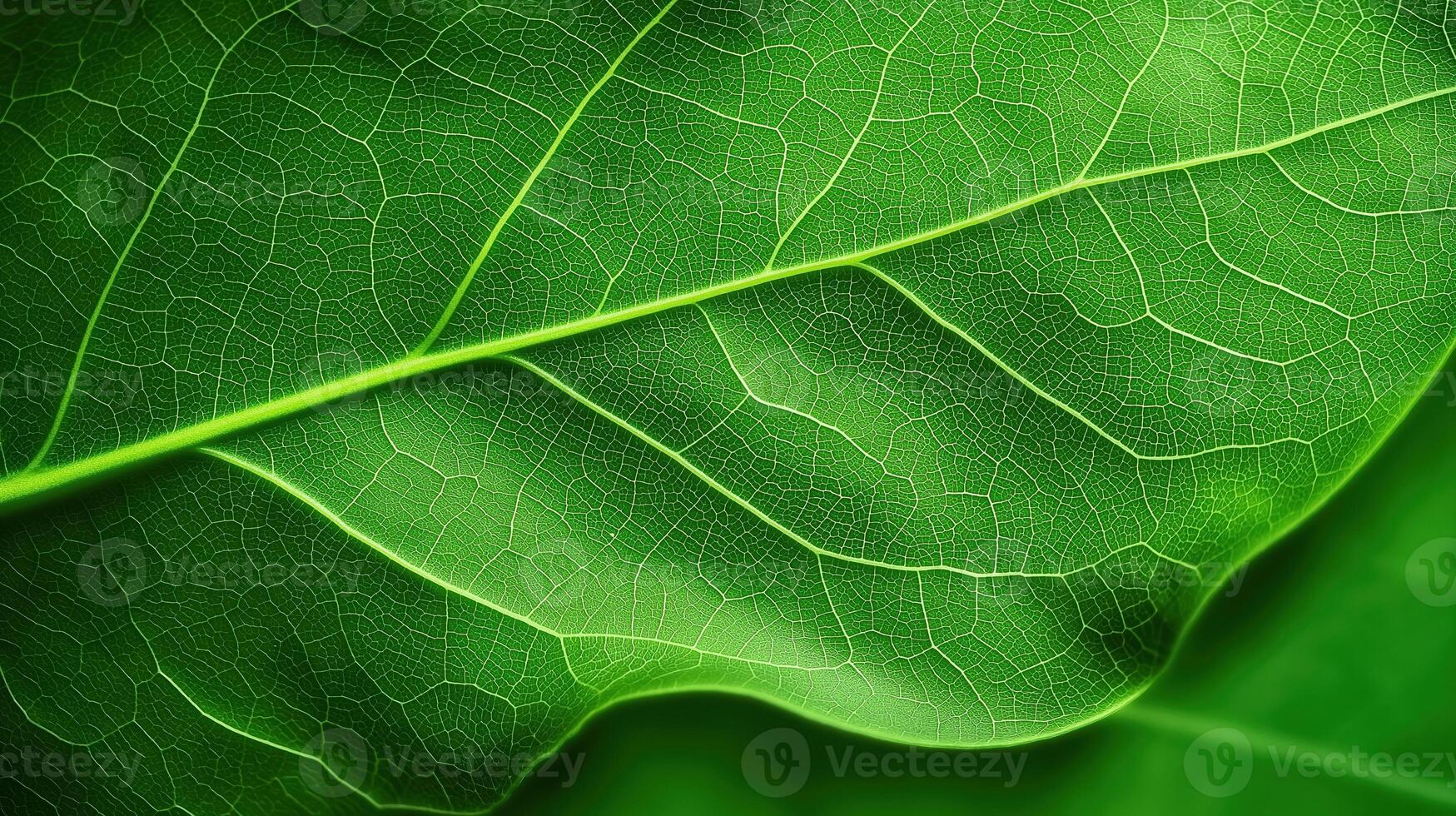 Detailed Close-Up of Natural Leaf with Highlighted Veins and Neon Green Tones for Scientific Aesthetic photo