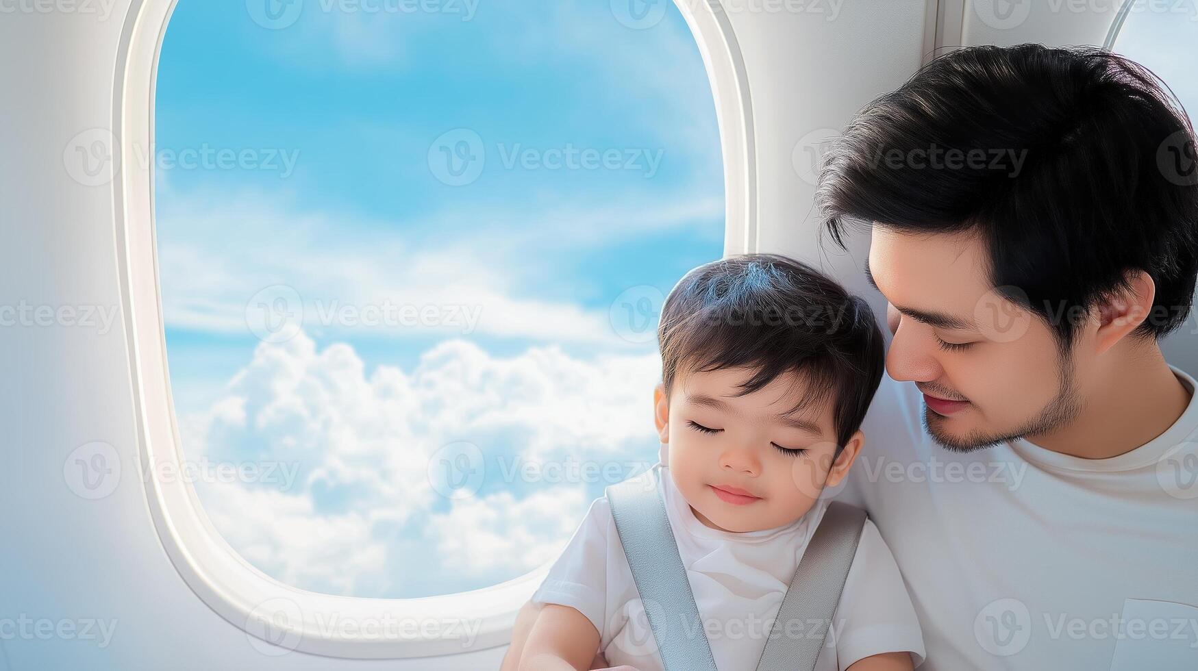 Heartwarming Family Moment Captured in Wide Angle Shot of Parent and Child Enjoying Travel Together photo