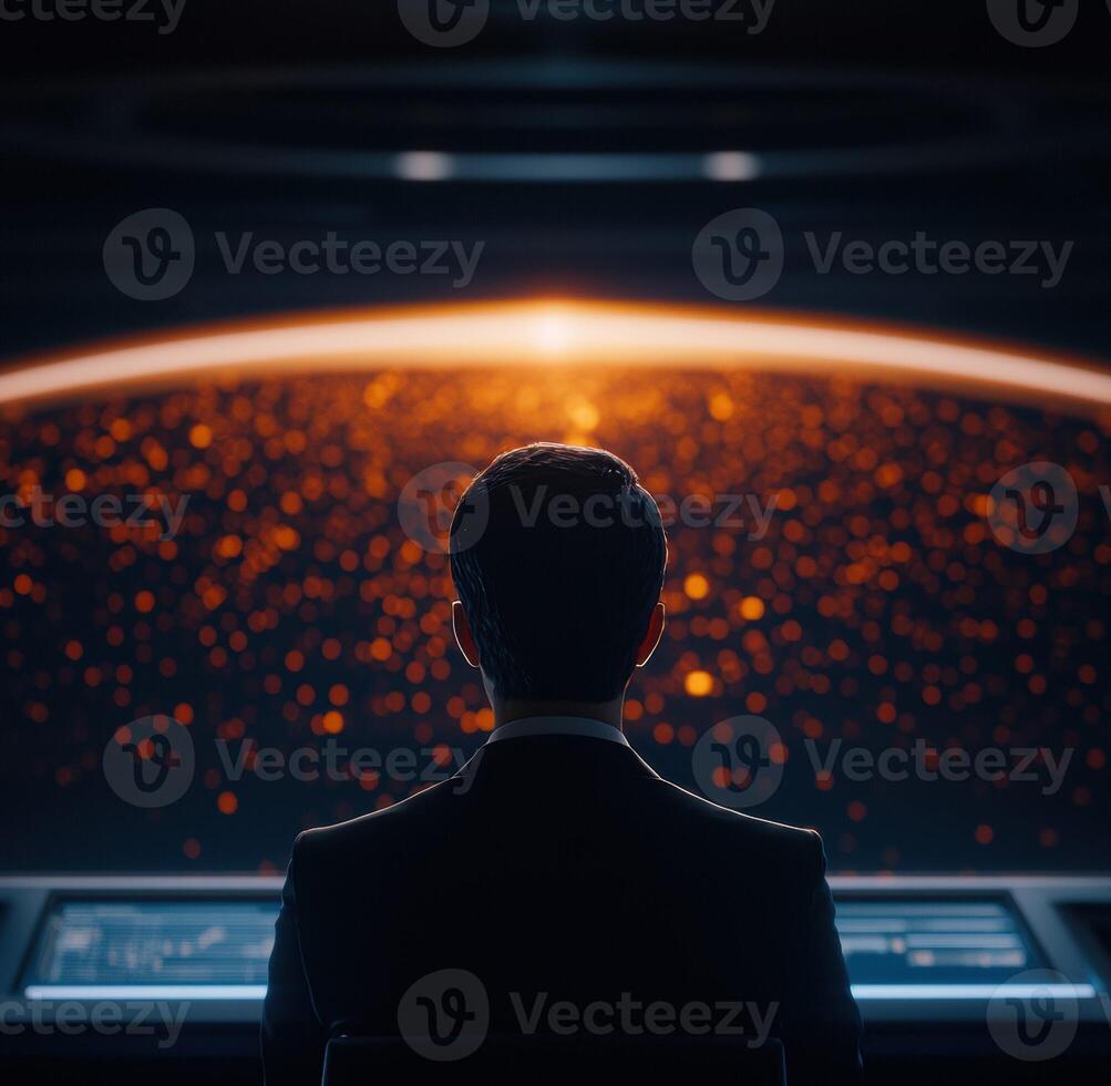 CEO in Futuristic Display Showcasing Growth Potential photo