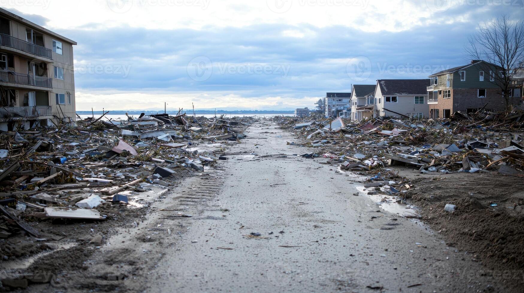 Hurricane Aftermath Destruction and Debris in Area photo