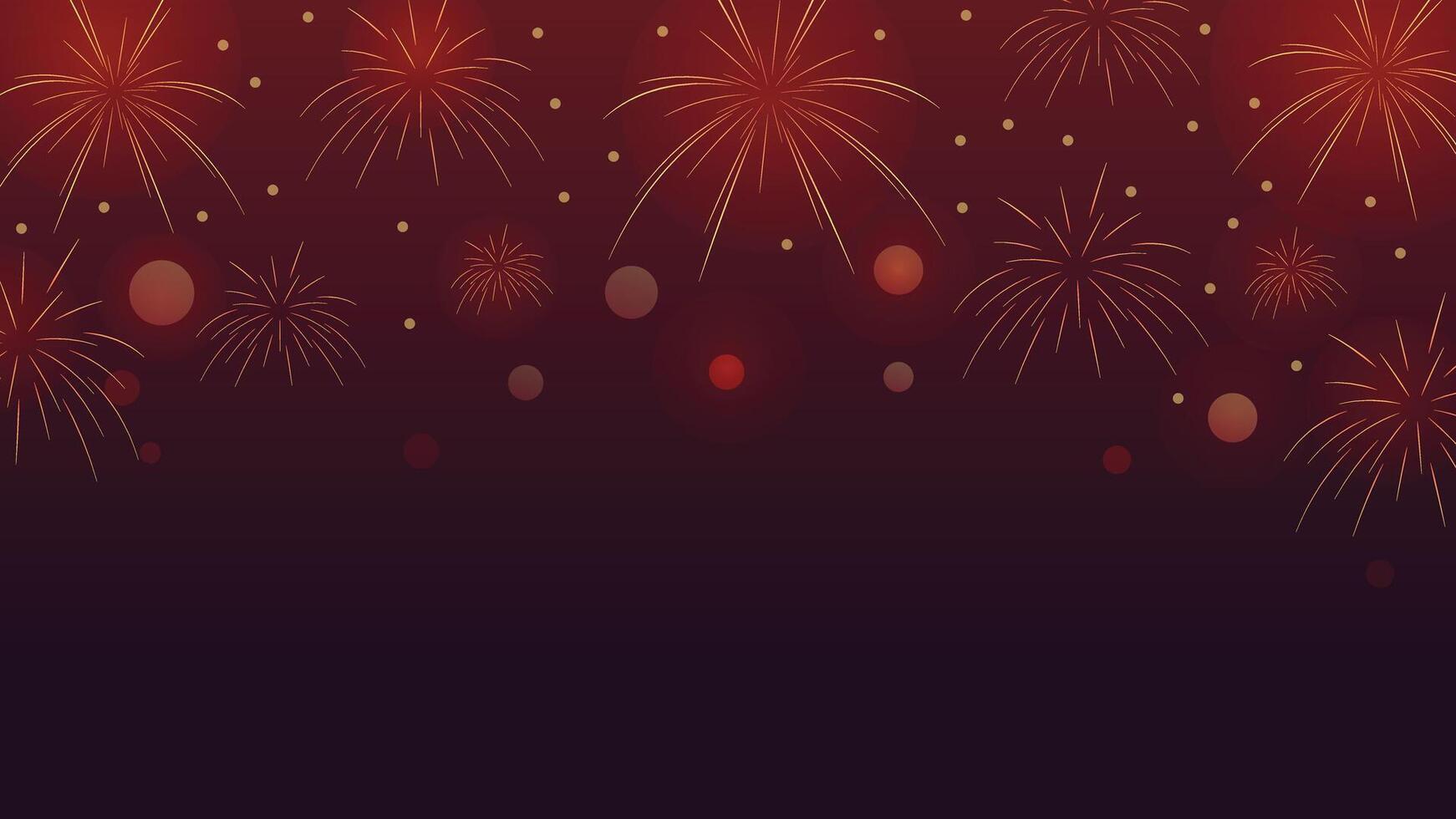 Festive background with fireworks and glowing light bursts on a dark red gradient perfect for party celebration new year holiday and event promotion design themes vector