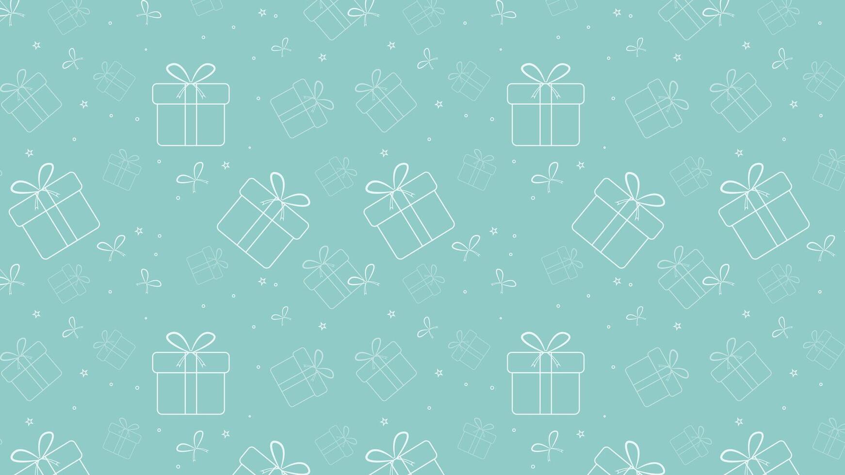 Cute teal background featuring seamless gift box and bow pattern ideal for holiday celebration packaging party invitations wrapping paper and festive graphic design vector