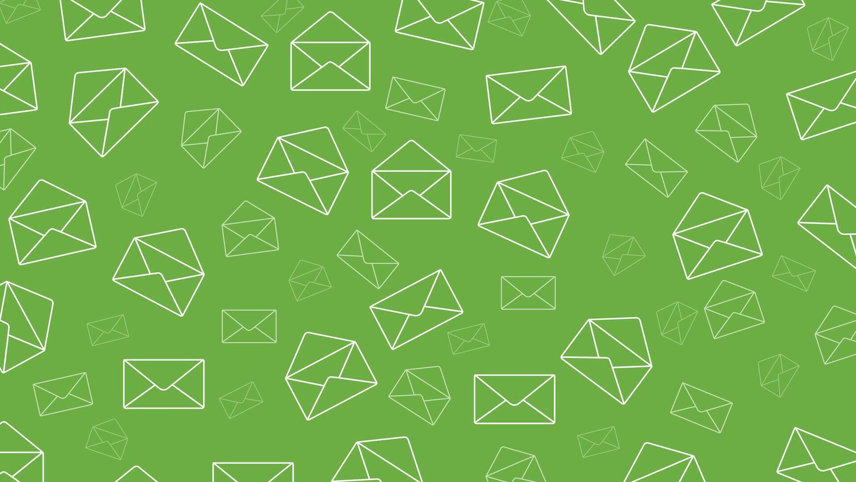 Seamless green background with outlined email envelope icons perfect for communication messaging digital marketing newsletters and web design related projects vector