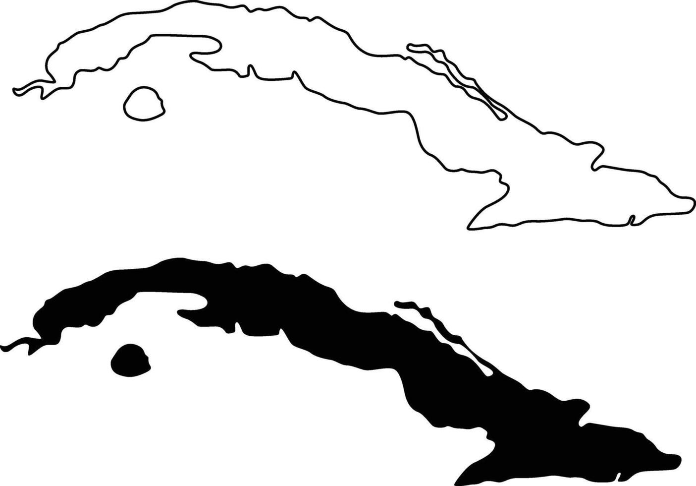Cuba Country Map Silhouette Flat and Outline Design vector