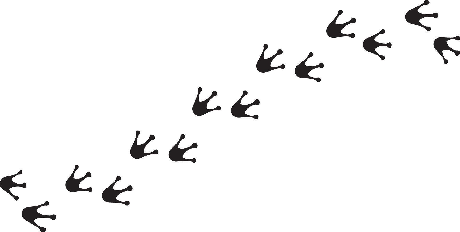 Frog or toad paw footprint. Silhouette. Front and hind frog legs. Black pow vector