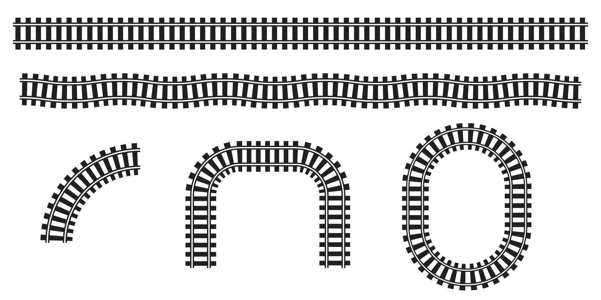 Train tracks collection illustration isolated vector