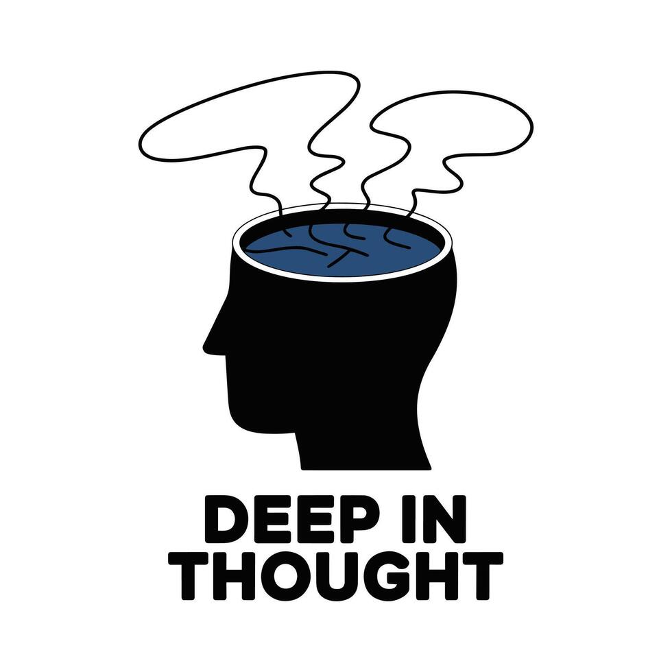 Deep In Thoughts T Shirt Design Illustration vector