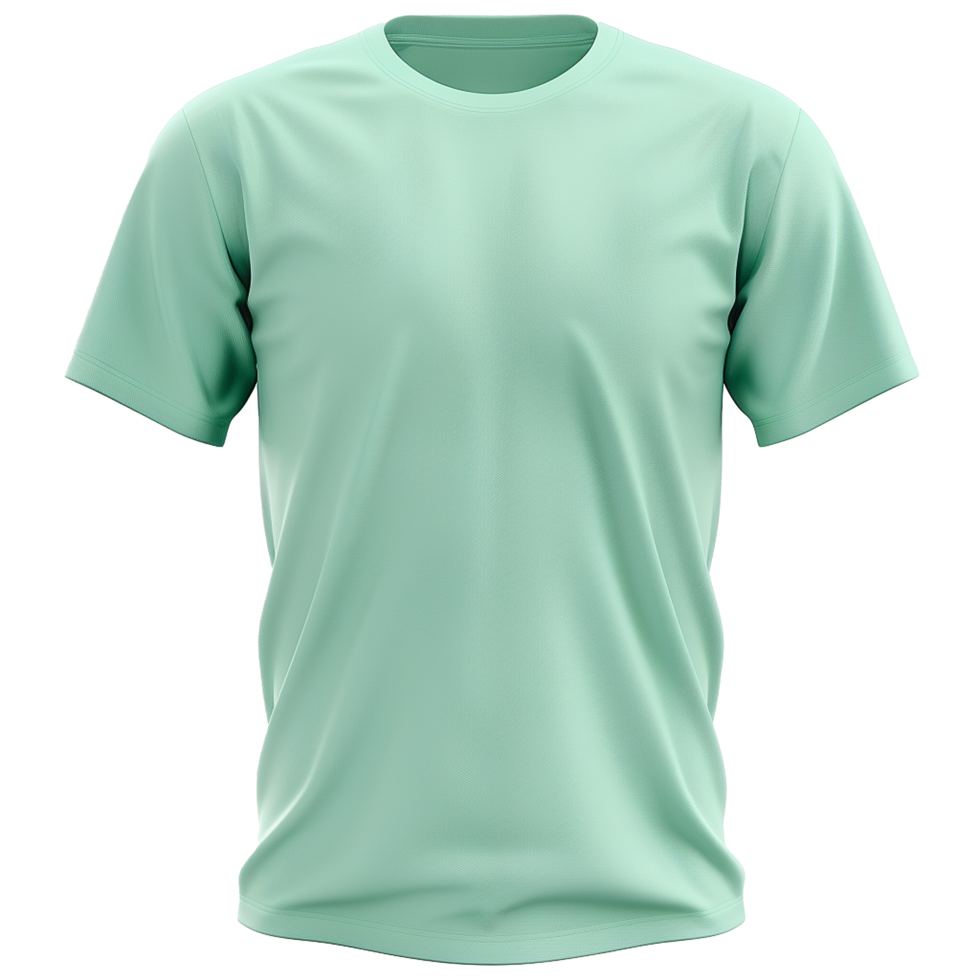 Plain Mint Green Short Sleeve Crew Neck TShirt Mockup Template for Design Presentation png