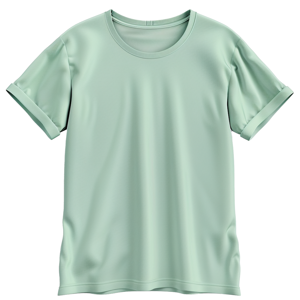 A Pale Green Crew Neck TShirt Mockup for Design Presentation png