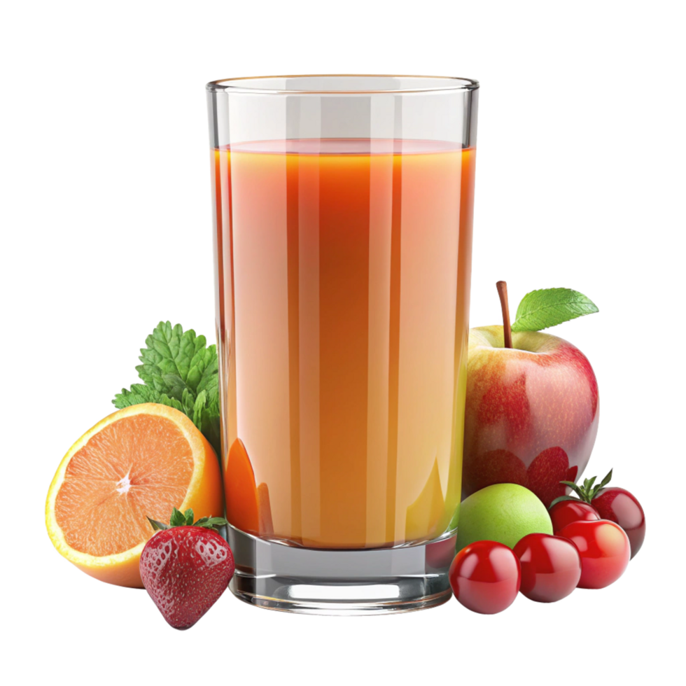 Refreshing Mixed Fruit Juice in Glass with Assorted Fruits png