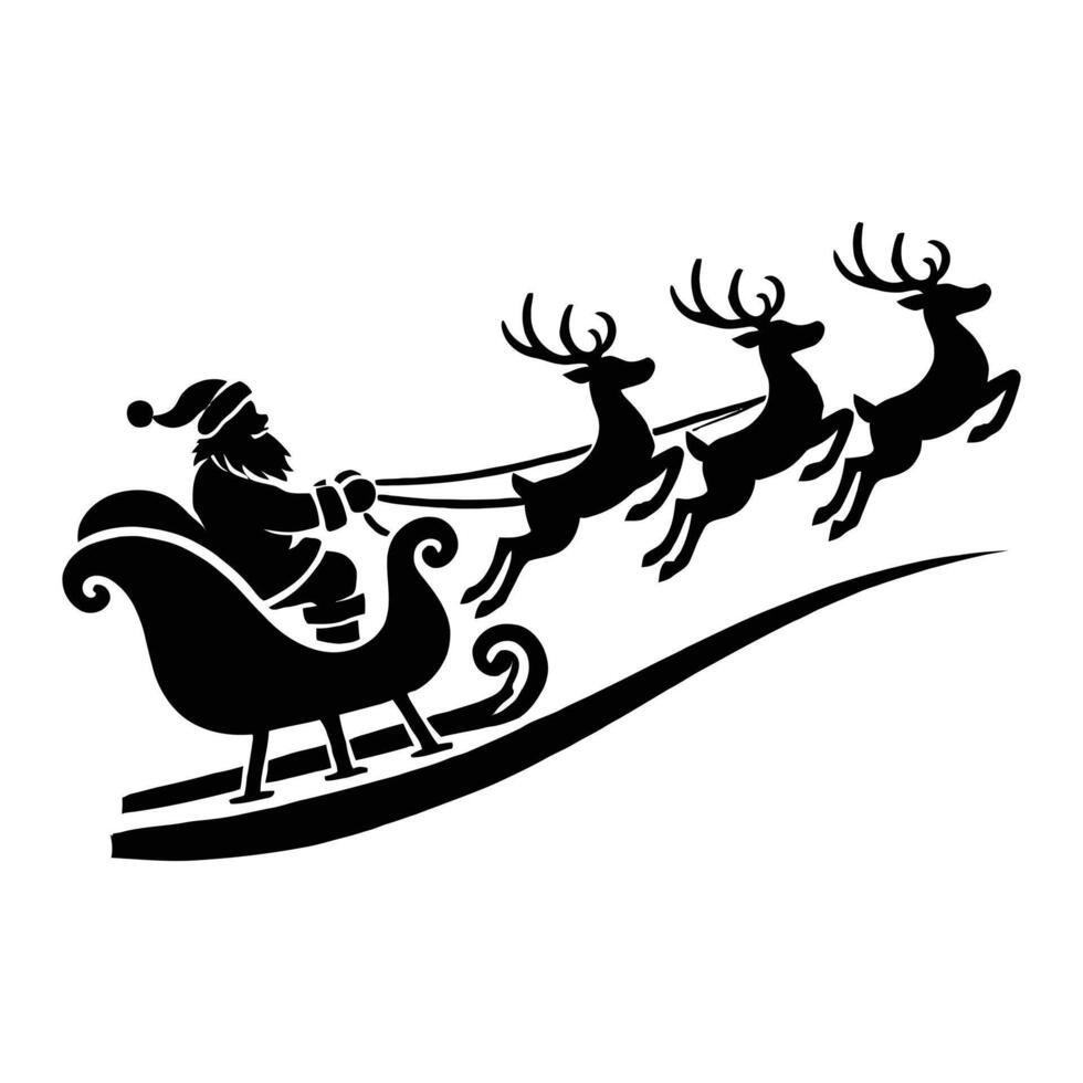 Santa claus flying in his sleigh with reindeer vector