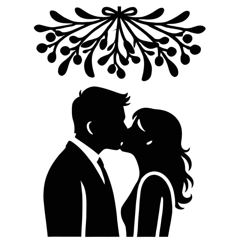 A silhouette of a man and woman kissing vector
