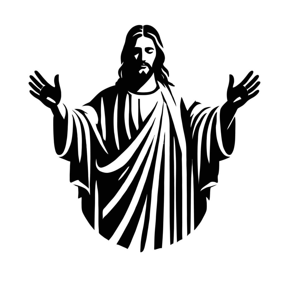 Jesus christ with hands outstretched in a circle vector