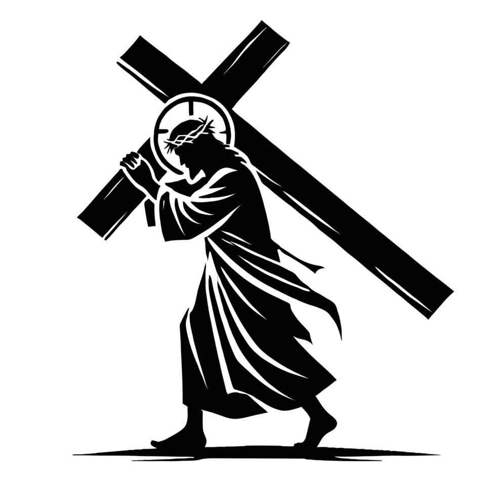 Jesus carrying the cross vector