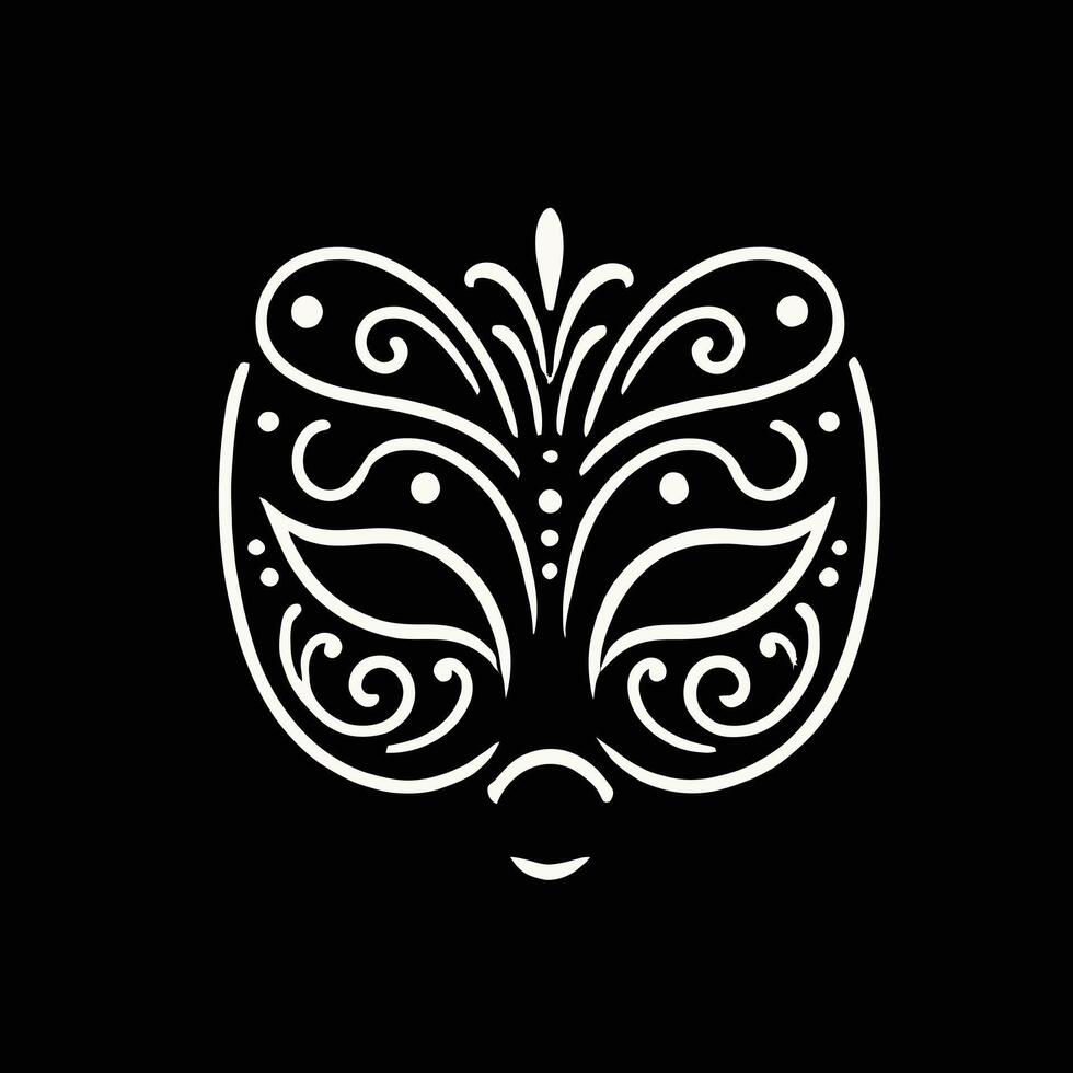 A white carnival mask on a black background vector