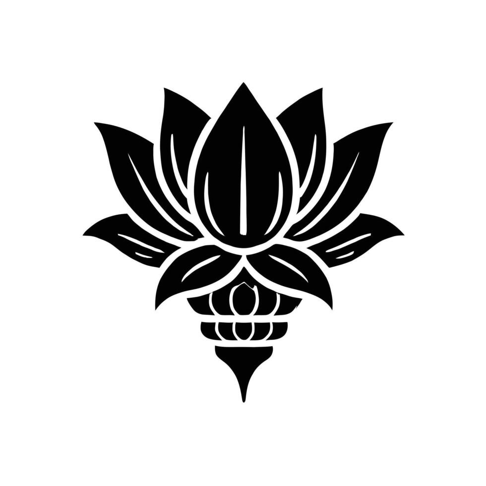 A black and white lotus flower logo vector