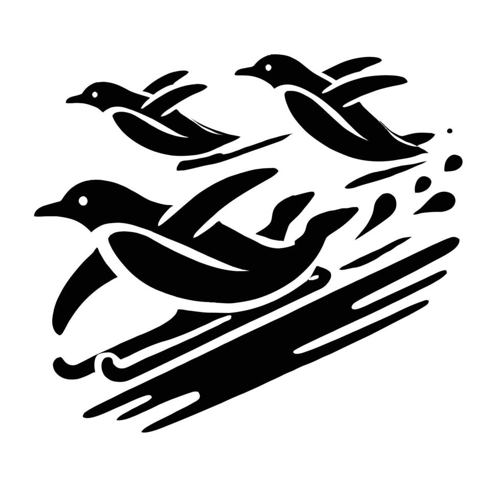 Penguin skiing illustration vector