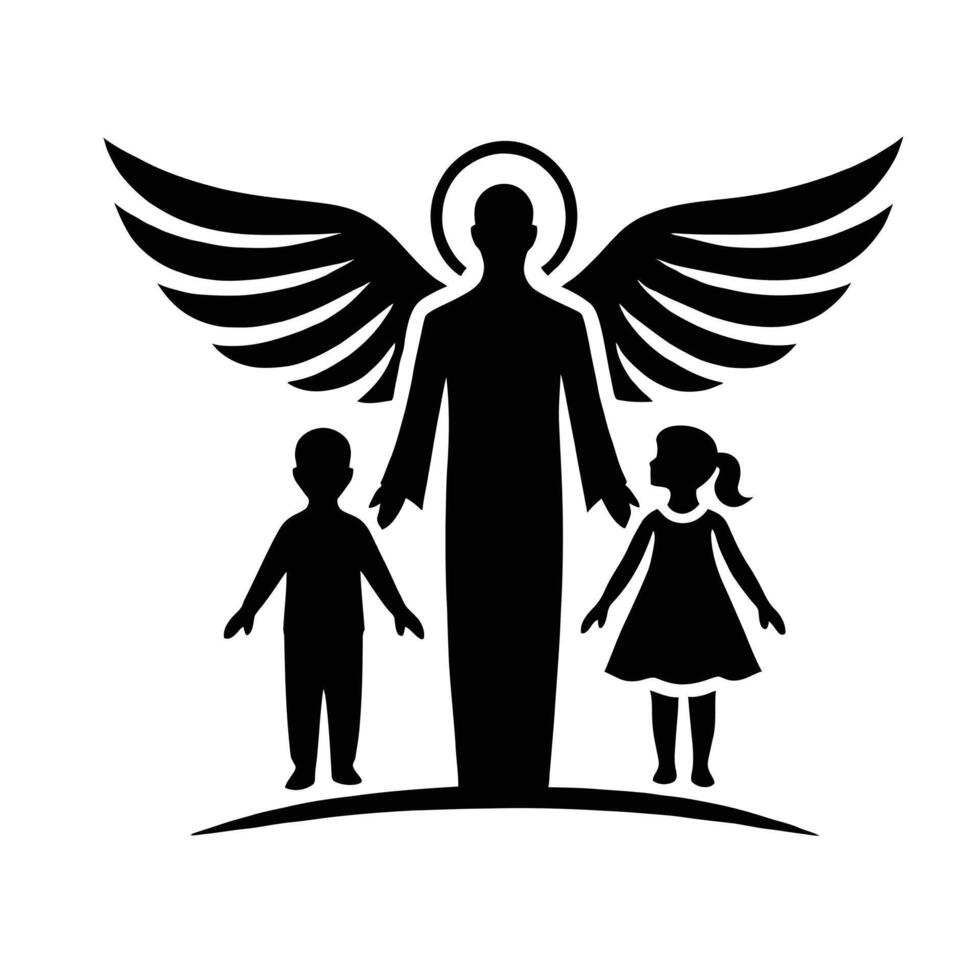 Angel of the lord with children illustration vector