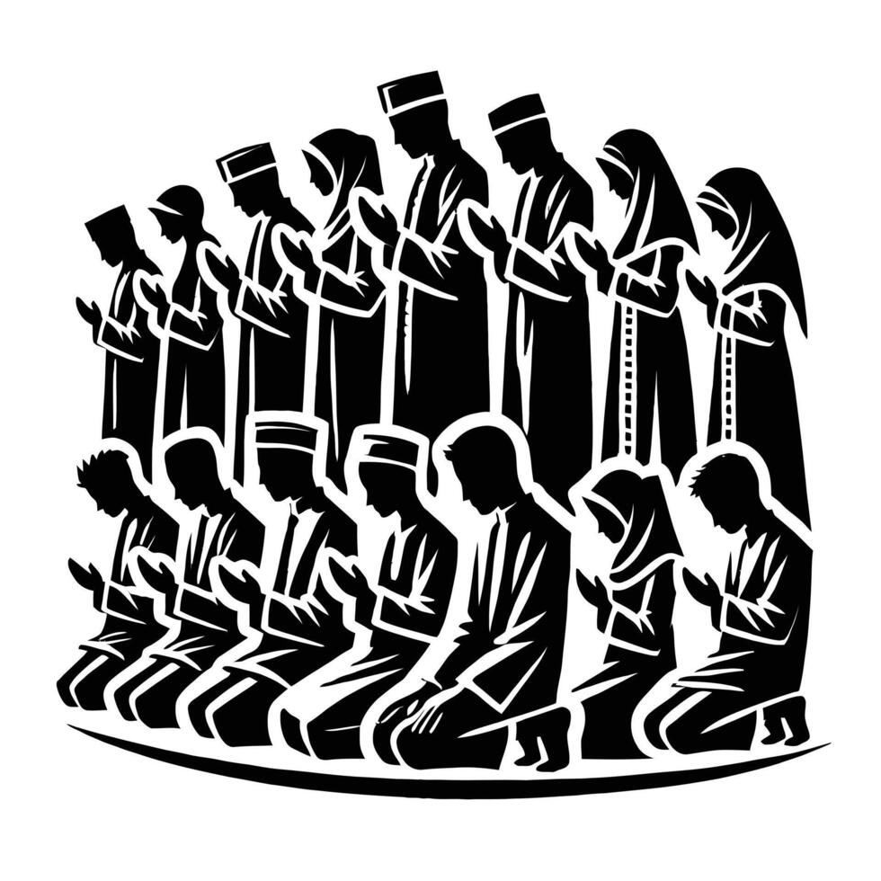 A group of people praying in a circle vector