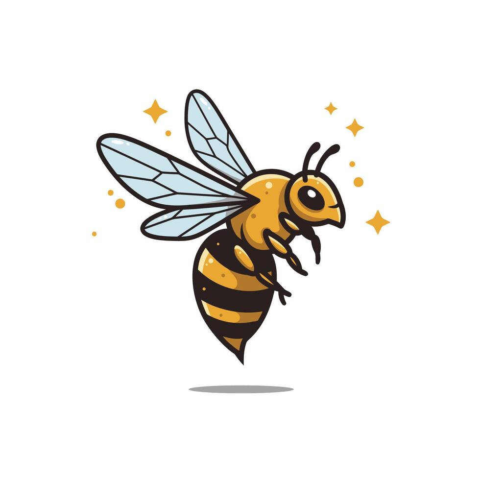 Cartoon bee with a yellow and black body vector