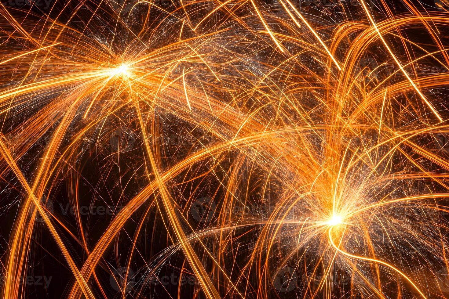 Abstract Fiery Sparkler Trails Light Painting Photography Nighttime Festive Background photo