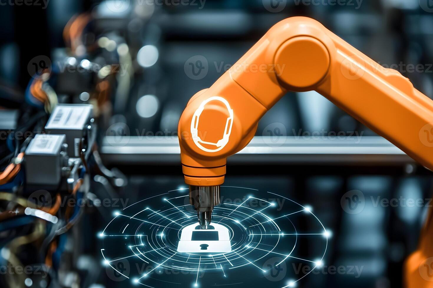 Robotic Arm Automation Secure Industrial Network Data Protection photo