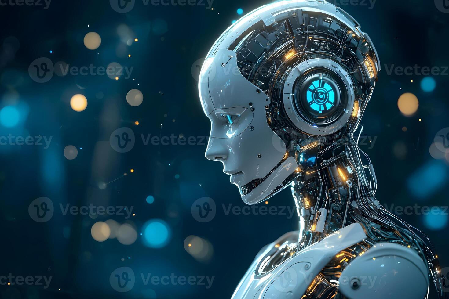 Futuristic Female Robot Advanced AI Technology Cyborg Profile Digital Art photo