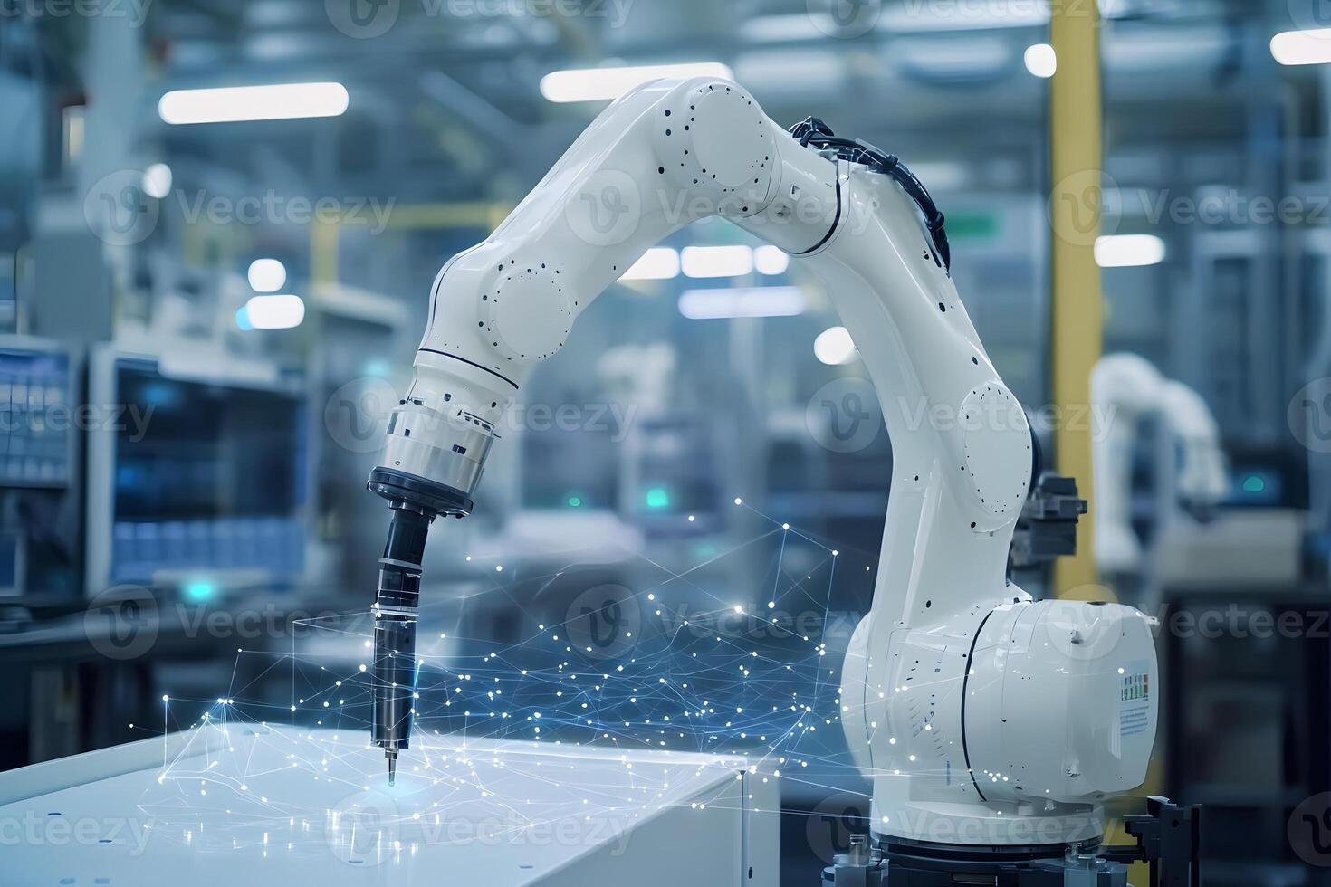 Advanced Robotic Arm in Smart Factory Automation Precision Manufacturing Technology photo