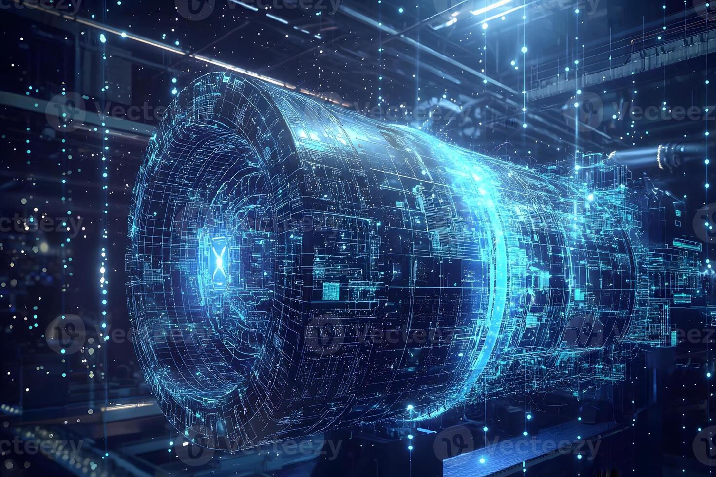 Futuristic Digital Turbine Engine Hologram Sci Fi Technology Industrial 3D Model photo