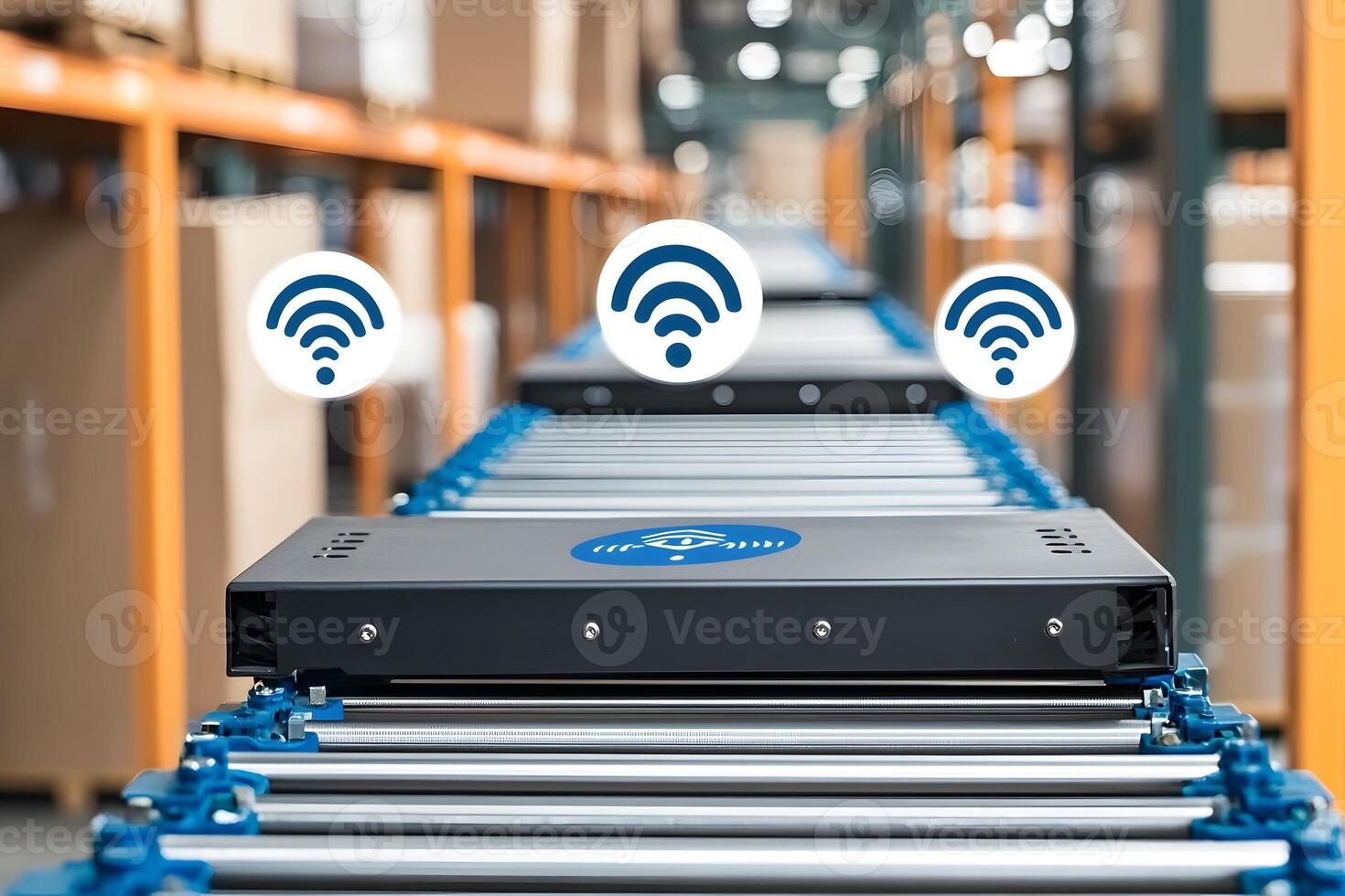 Smart Warehouse Technology Wireless Conveyor System with IoT Device Tracking and Inventory photo