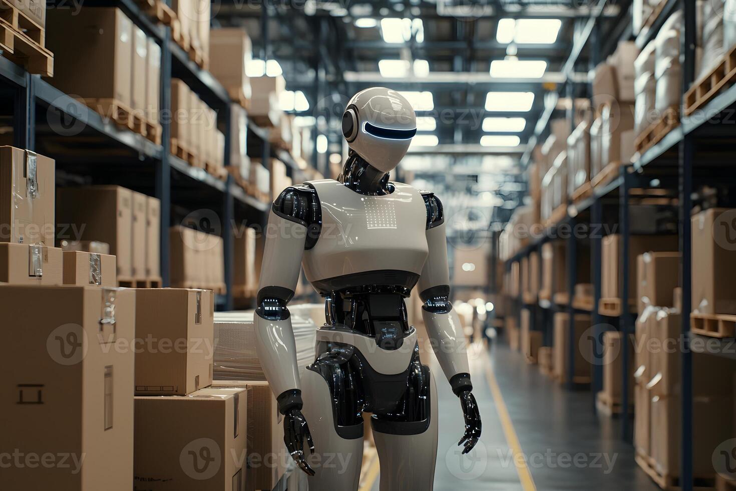 Modern Warehouse Robot Automation AI in Logistics Industrial Robotics Efficient Cargo Handling photo