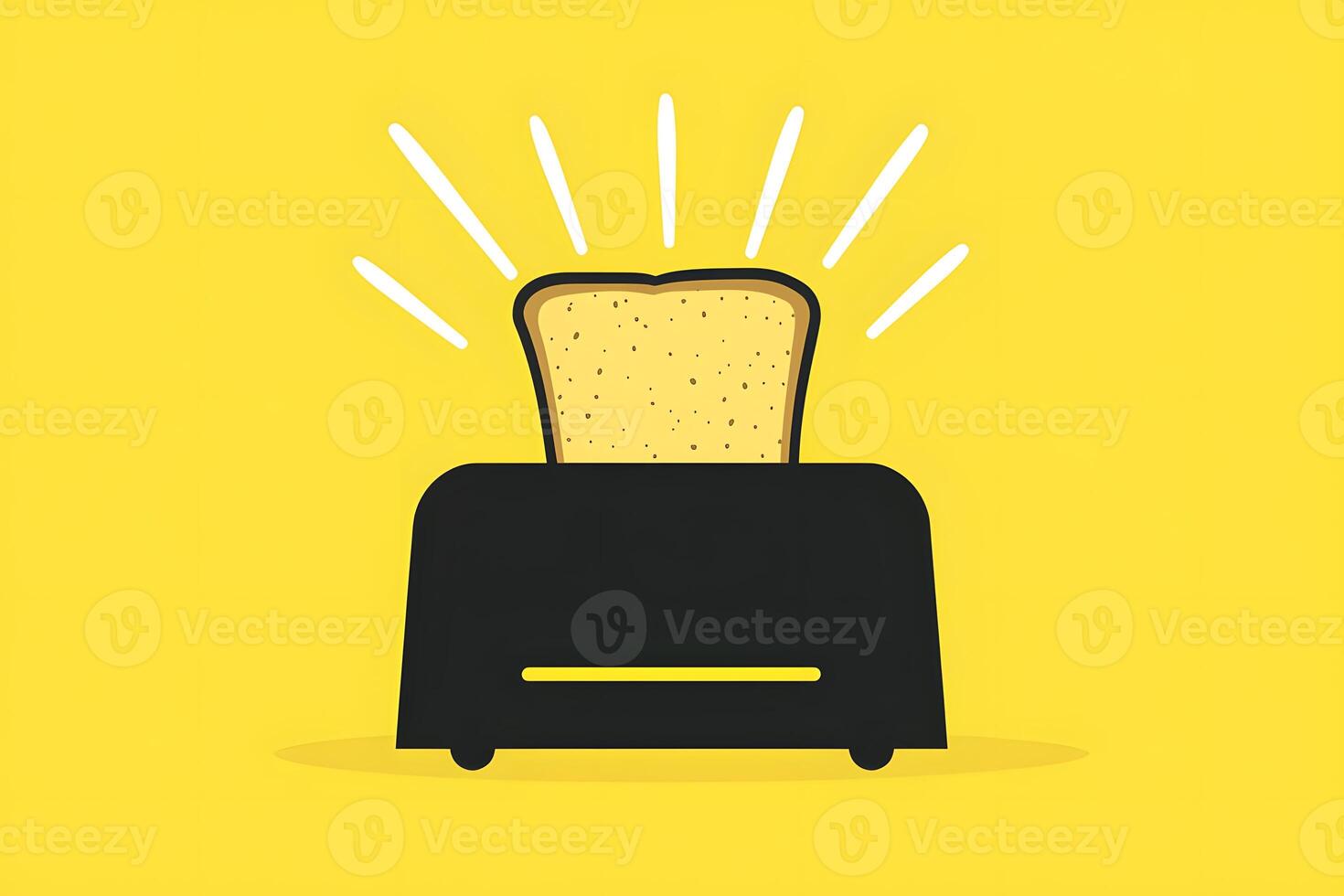 Delicious Toasted Bread Popping Up from a Black Toaster on Yellow Background photo