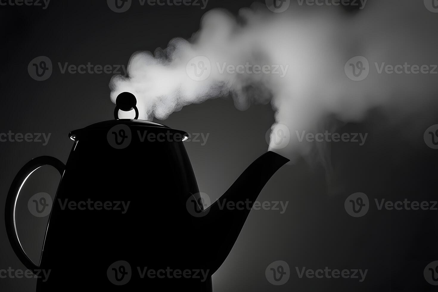 Steaming Kettle Silhouette Hot Water Boiling Teapot Kitchen Appliance Home Drink photo