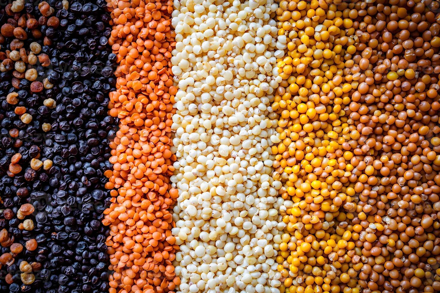 Colorful Assortment of Legumes and Grains Lentils Millet and More for Healthy Eating photo
