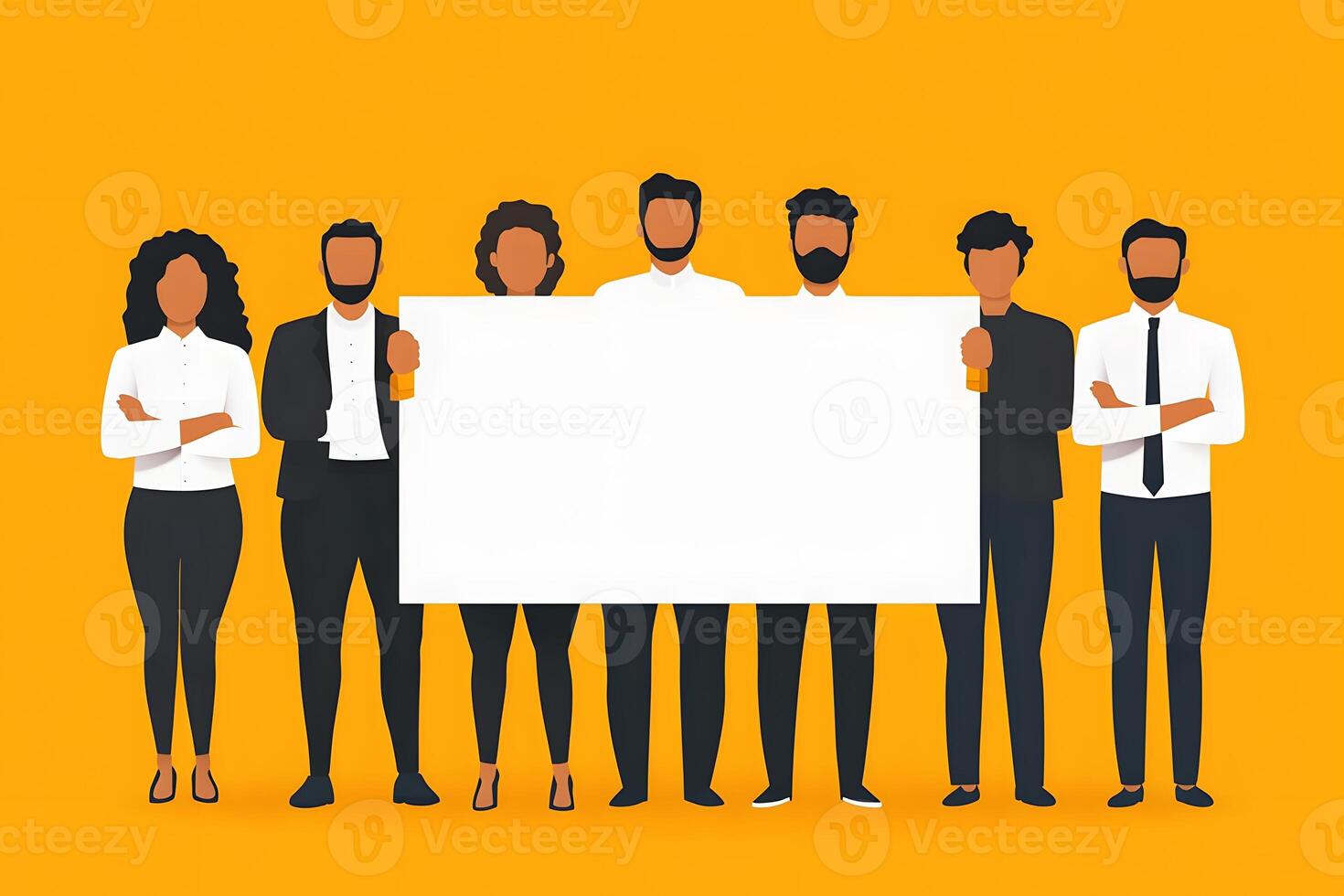Business people holding a blank sign photo