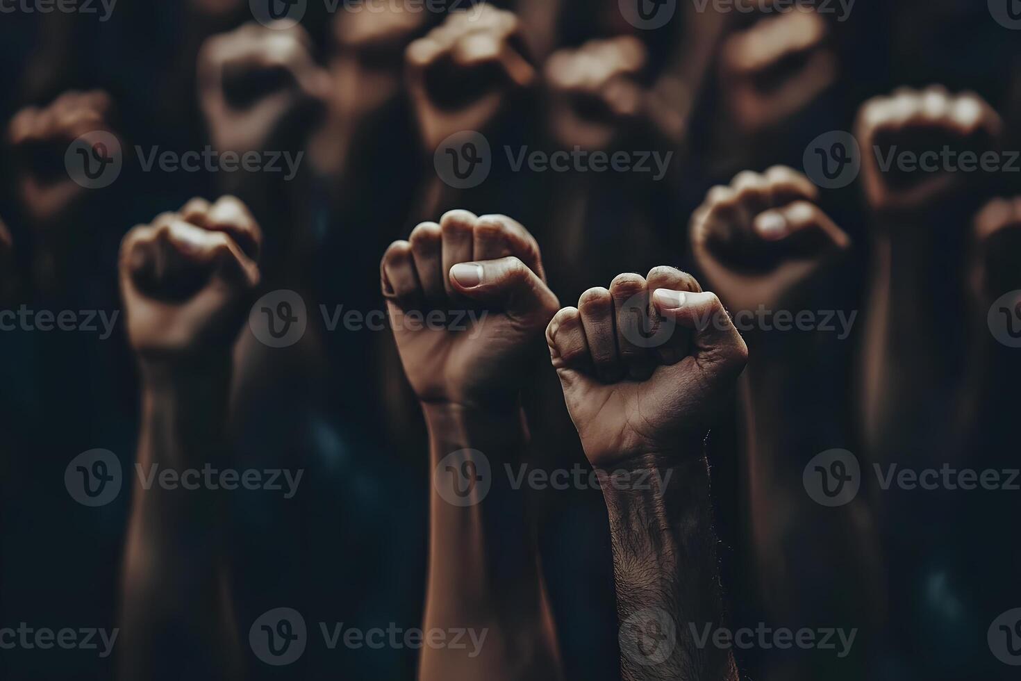 Hands raised in the air with a crowd of people photo
