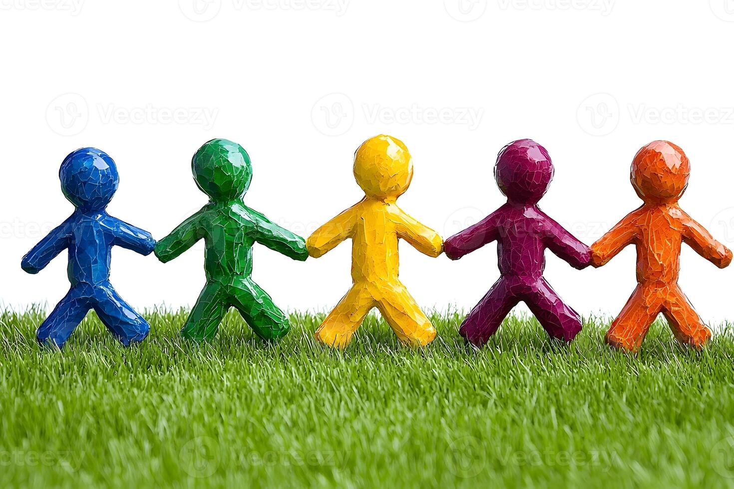 A group of colorful people standing in a field photo