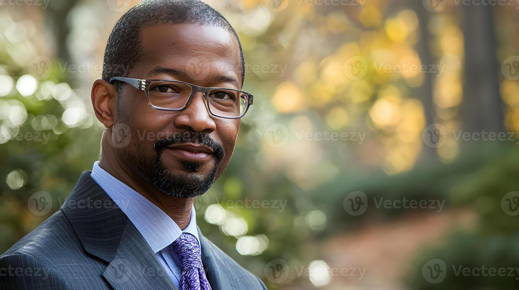 A black man in glasses and a suit photo