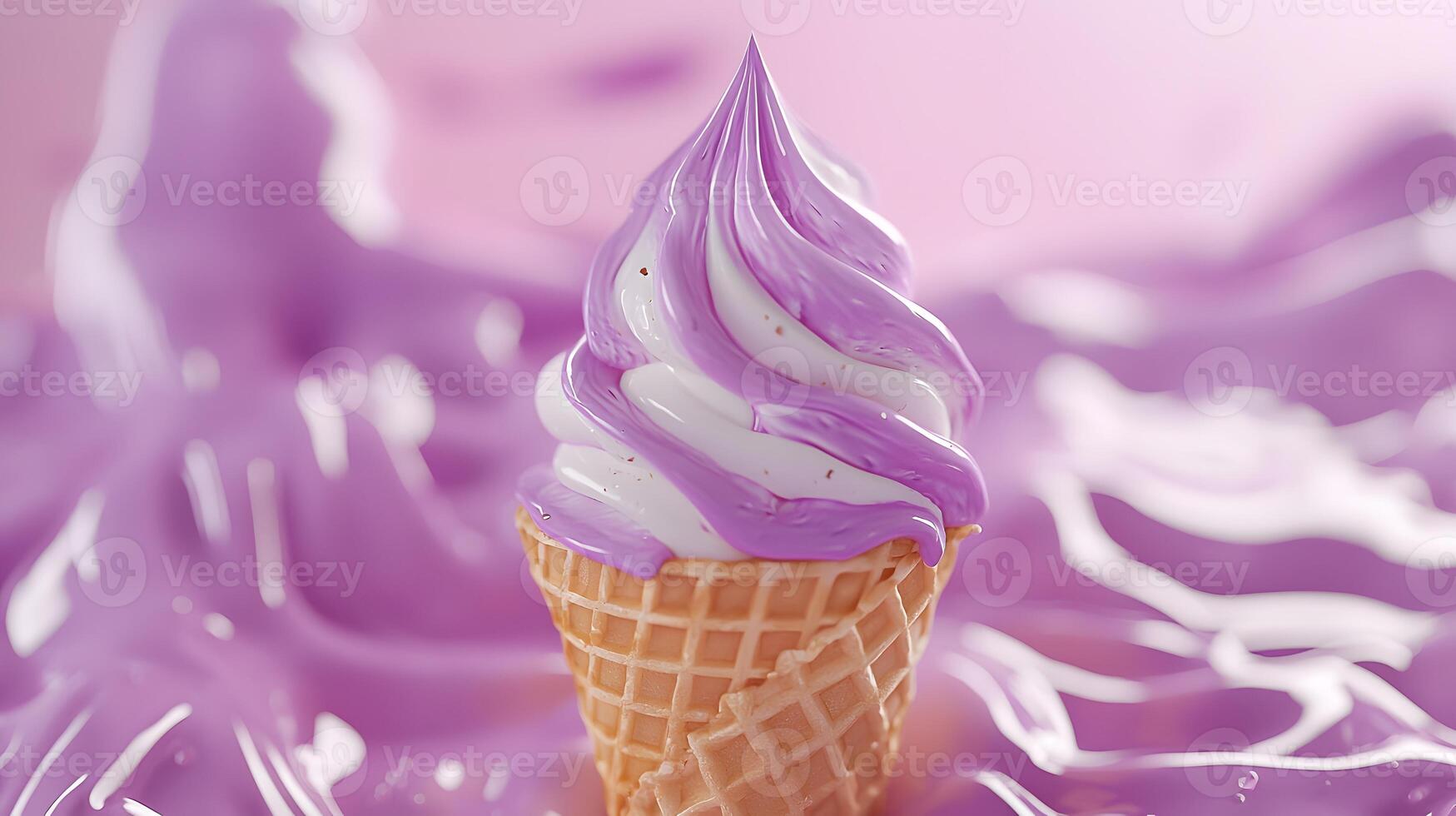 An ice cream cone with purple swirls on top photo