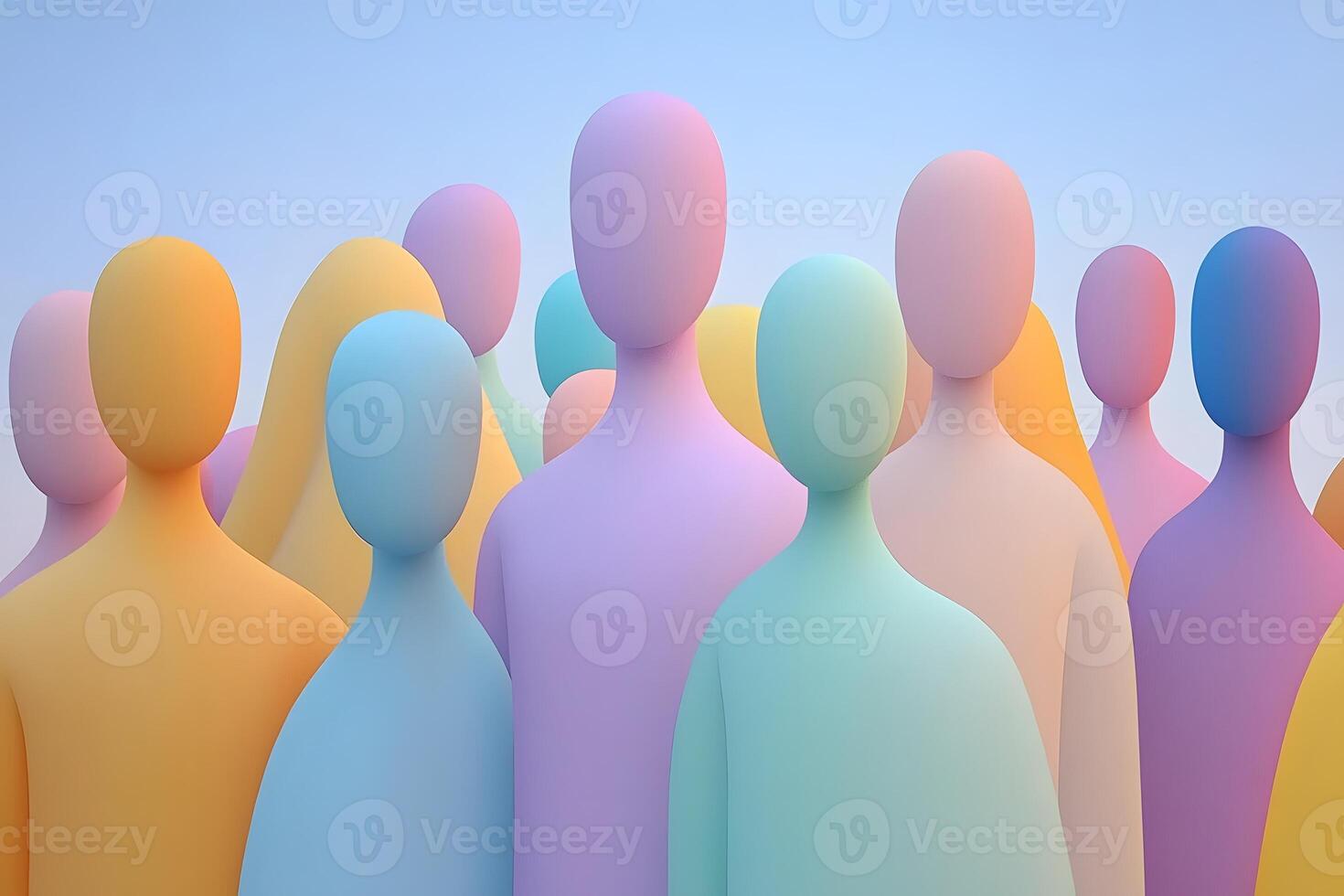 Many colorful people standing in a line photo