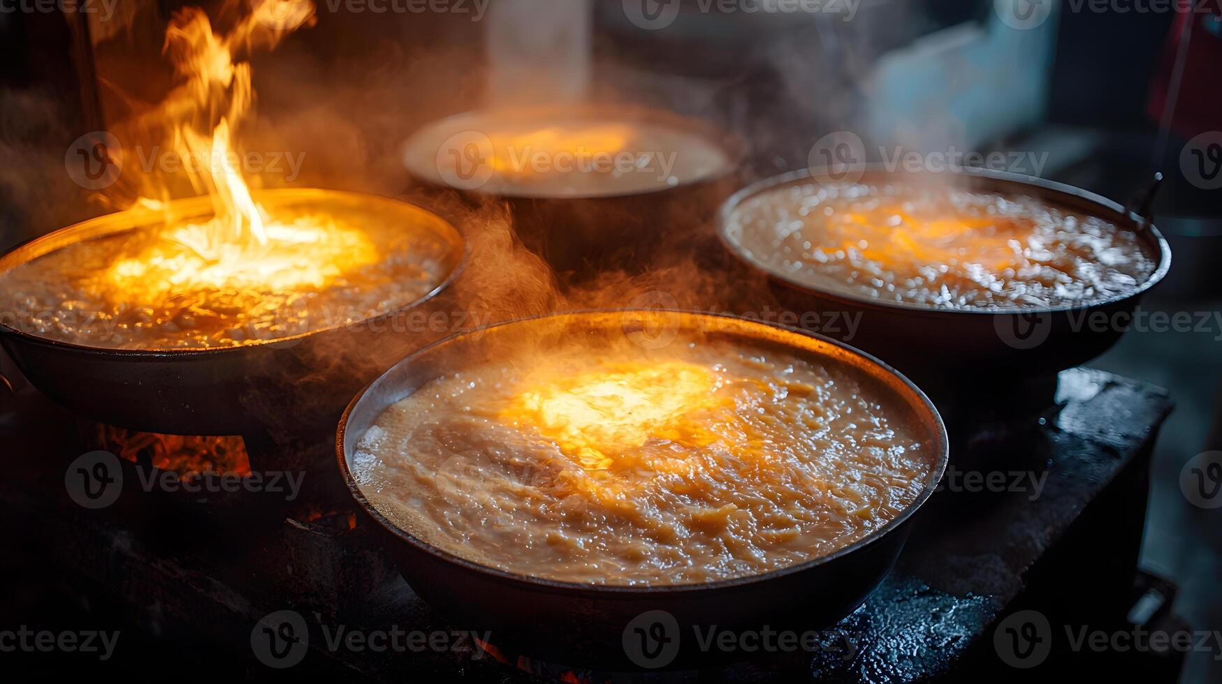 A pot of soup is on fire photo